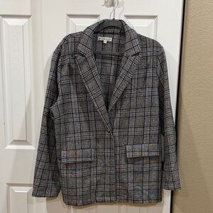 Blakely Black and Gray Checkered Blazer with embellished cheetah 🐆 size 1x